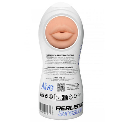 Detalhe do masturbador masculino ALIVE Maxi Flex Oral, mostrando a textura realista e o design ergonómico.