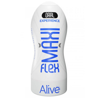Detalhe do masturbador masculino ALIVE Maxi Flex Oral, mostrando a textura realista e o design ergonómico.