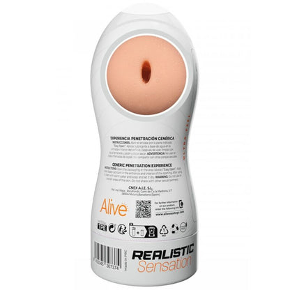 Masturbador Masculino ALIVE Maxi Flex Realista Tamanho L, mostrando sua textura e abertura oral.