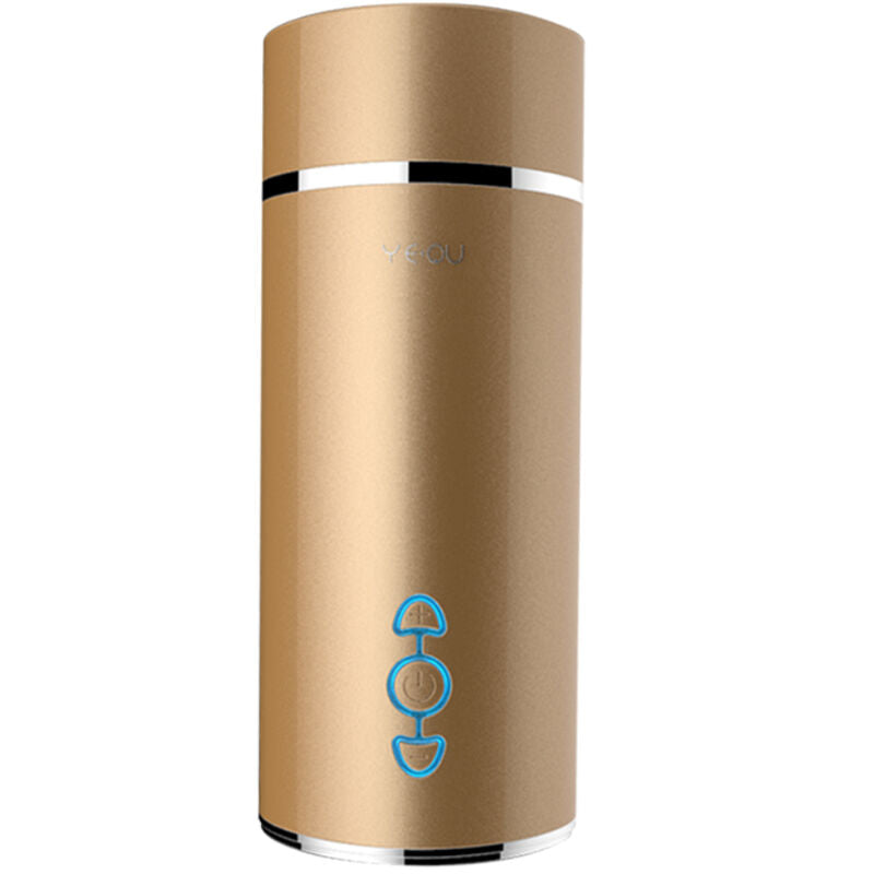 Close-up do ARMONY Masturbador Vibratório Vagina Realista Dourado, mostrando sua textura e detalhes vibratórios.