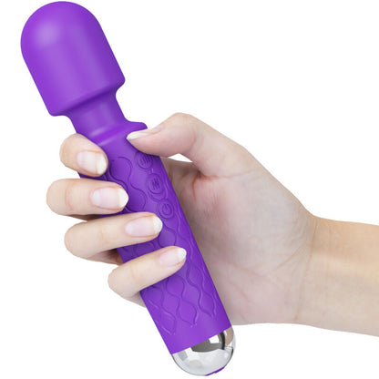 Close-up do Mini Massageador e Vibrador Armony roxo, destacando seu design ergonómico e material suave.