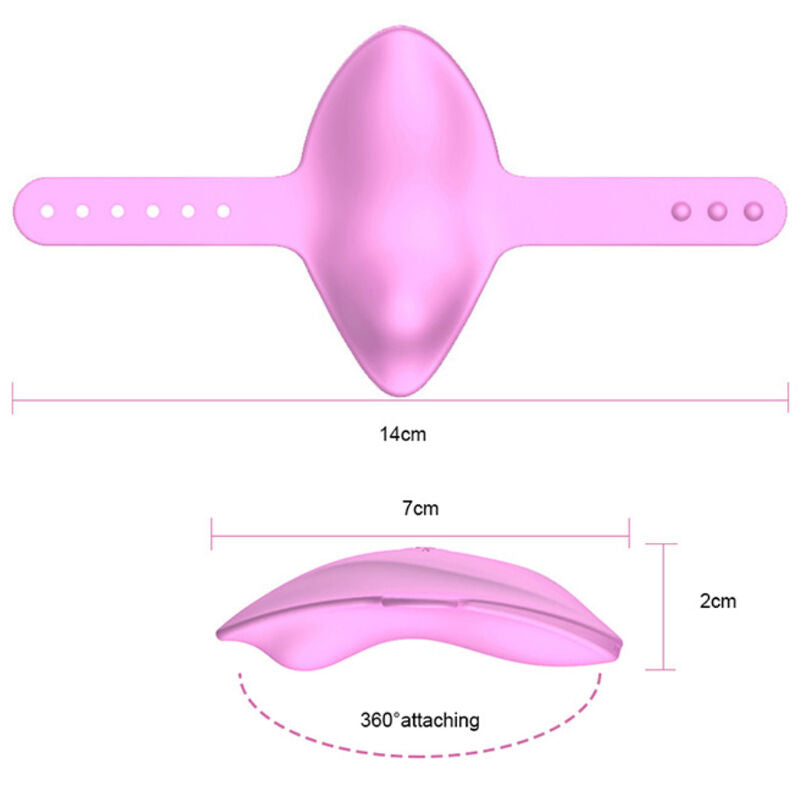 Armony Estimulador Pantie Bliss com Controle Remoto, cor fúcsia, mostrando seu design ergonómico e compacto.