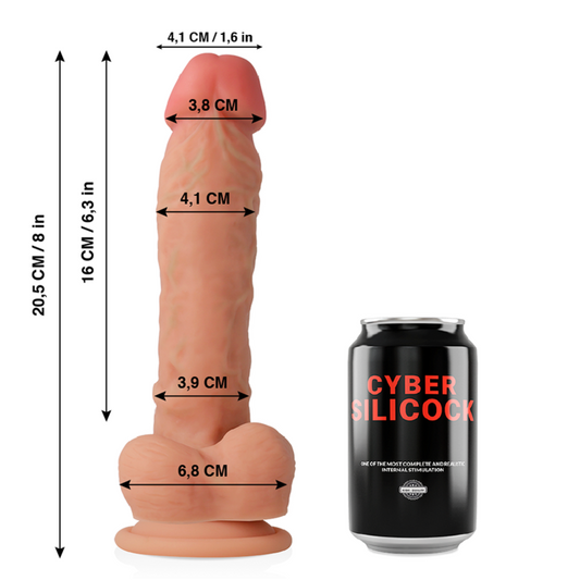 Dildo Realista Cyber Silicock Magnus | Silicone Médico Líquido com Ventosa - 20.5cm