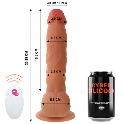 Vibrador realista CYBER SILICOCK Master Ben com controle remoto e ventosa, mostrando detalhes em silicone skin.