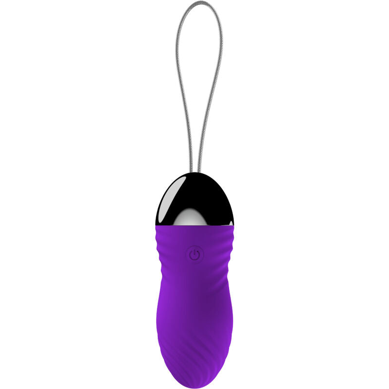 Close-up of the Armony Ovo Vibratório Anni Violet with remote control, showing its smooth silicone texture and elegant design.