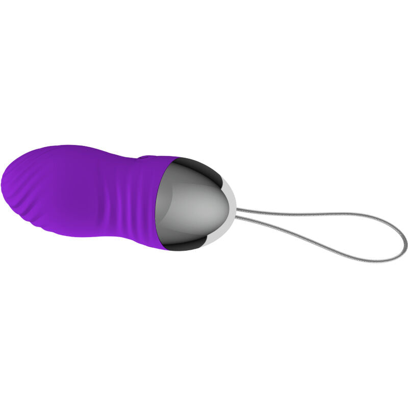 Close-up of the Armony Ovo Vibratório Anni Violet with remote control, showing its smooth silicone texture and elegant design.