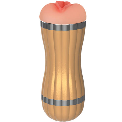 Masturbador duplo Armony Bevis dourado com texturas realistas vaginal e bocal.