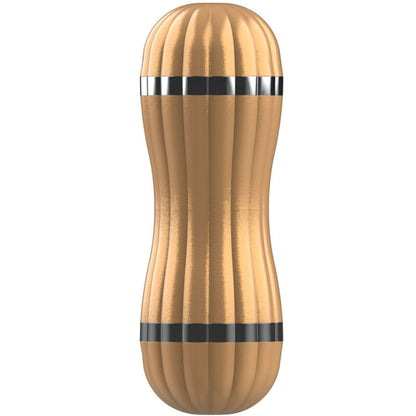 Masturbador duplo Armony Bevis dourado com texturas realistas vaginal e bocal.