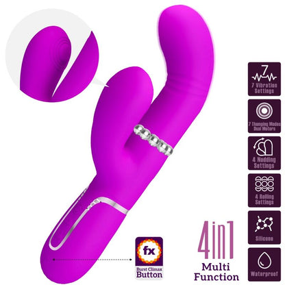 Close-up of the PRETTY LOVE Vibrador Multifunção G-Spot Fúcsia, showing its design and silicone texture.