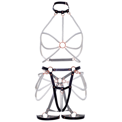 LEG AVENUE Arnés Halter con Perlas y Liga