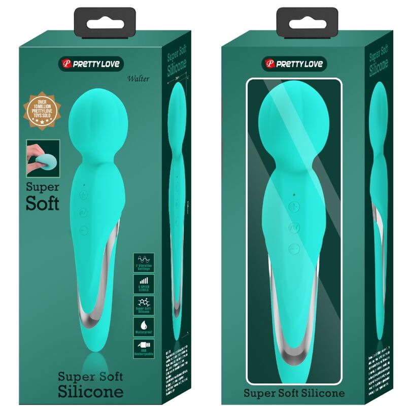 Varinha Vibradora PRETTY LOVE Walter Aqua Verde com 7 funções e silicone macio