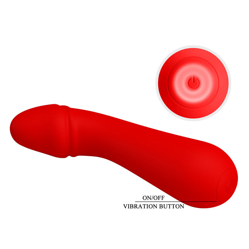Vibrador Pretty Love Cetus de silicone vermelho para estimulação do Ponto G