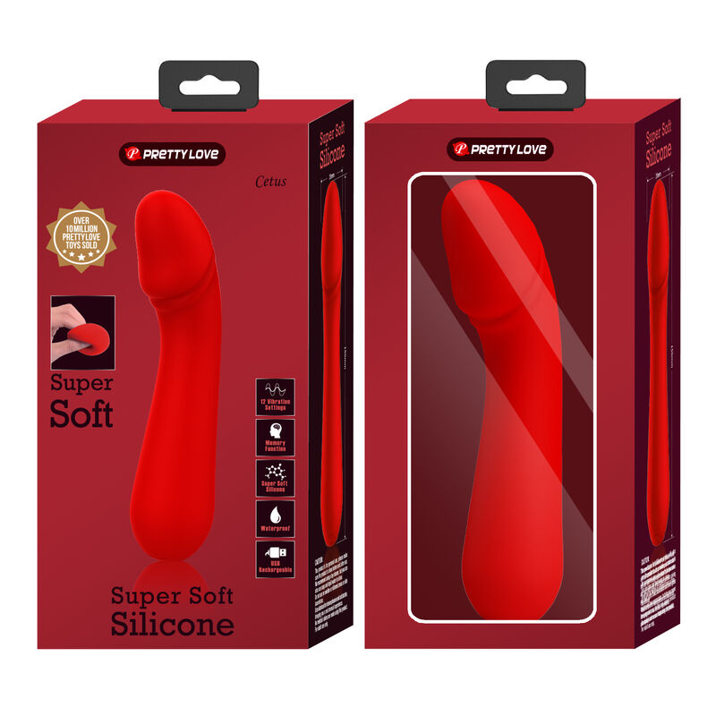 Vibrador Pretty Love Cetus de silicone vermelho para estimulação do Ponto G