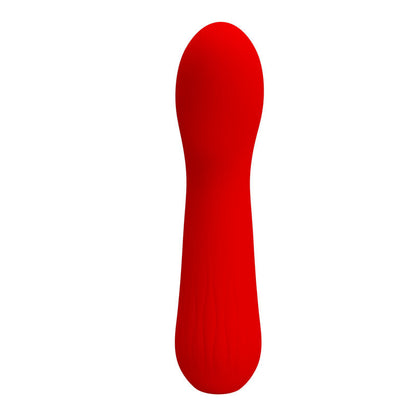 Vibrador PRETTY LOVE Faun Vermelho de silicone super macio com design curvo e recarregável.