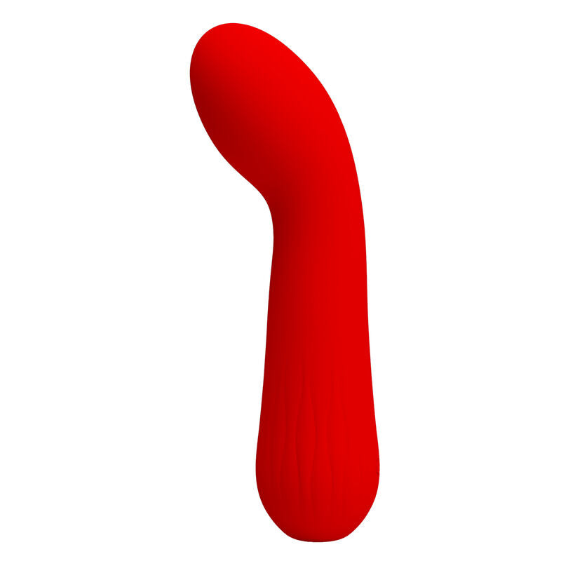 Vibrador PRETTY LOVE Faun Vermelho de silicone super macio com design curvo e recarregável.