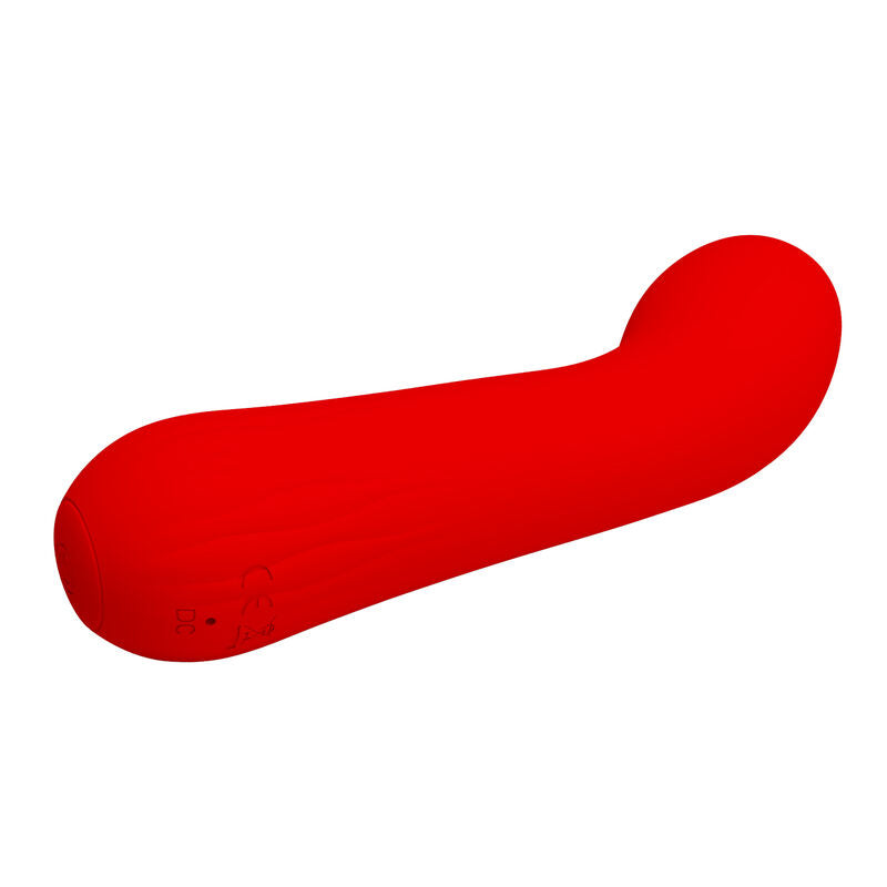 Vibrador PRETTY LOVE Faun Vermelho de silicone super macio com design curvo e recarregável.