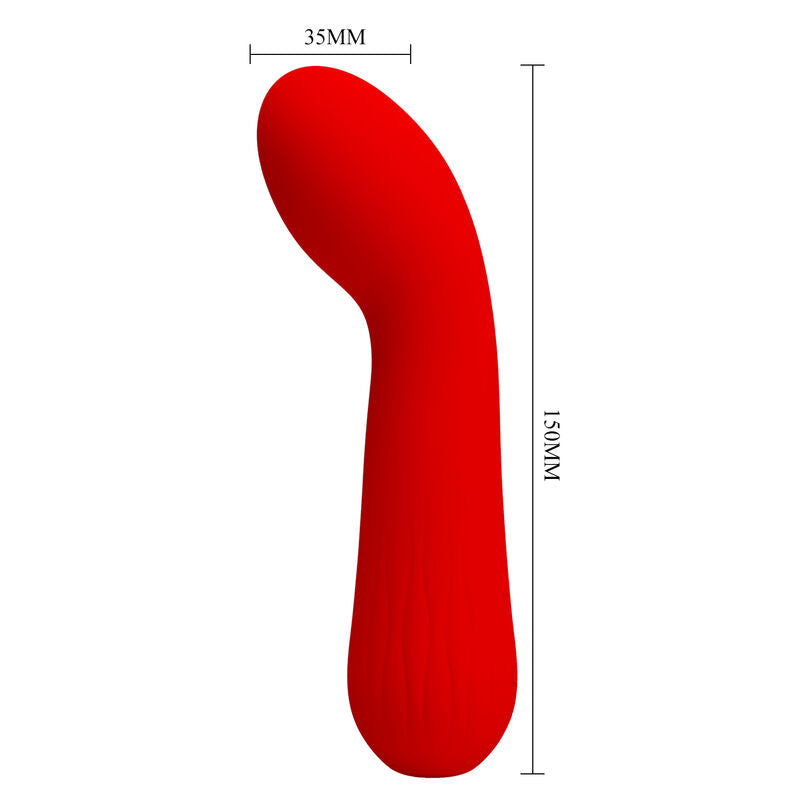 Vibrador PRETTY LOVE Faun Vermelho de silicone super macio com design curvo e recarregável.