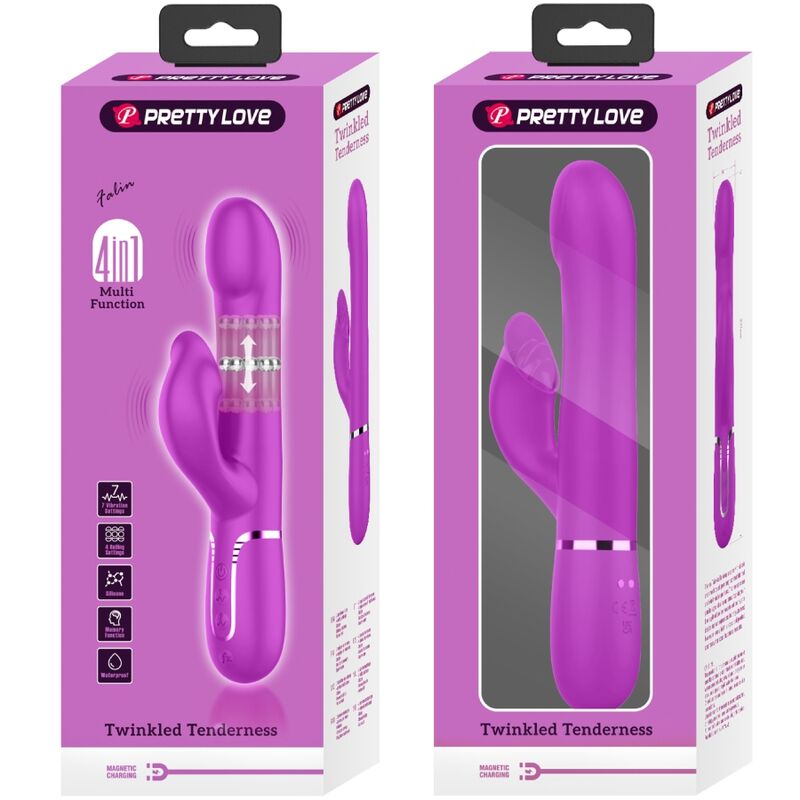 Vibrador Coelho PRETTY LOVE Pérolas Violeta para estimulação clitoriana e ponto G.