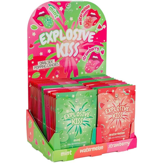 Display de SECRET PLAY Doces Explosivos Popping Candy com 48 sachês de sabores sortidos