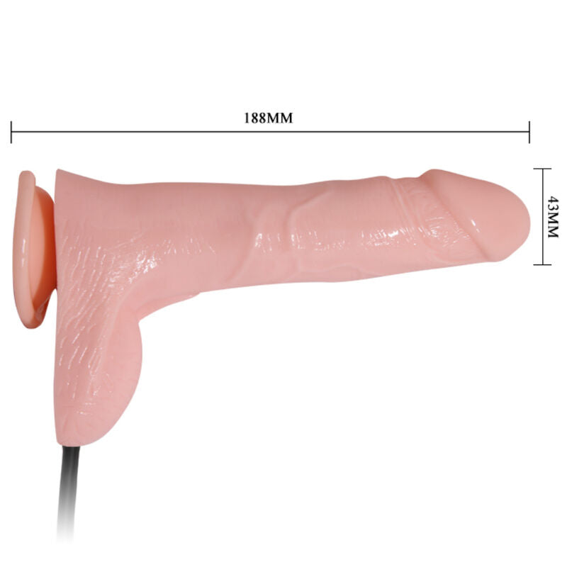 Close-up of the BAILE Dildo Realista Inflável com Ventosa 15cm, highlighting its realistic texture and inflatable feature.