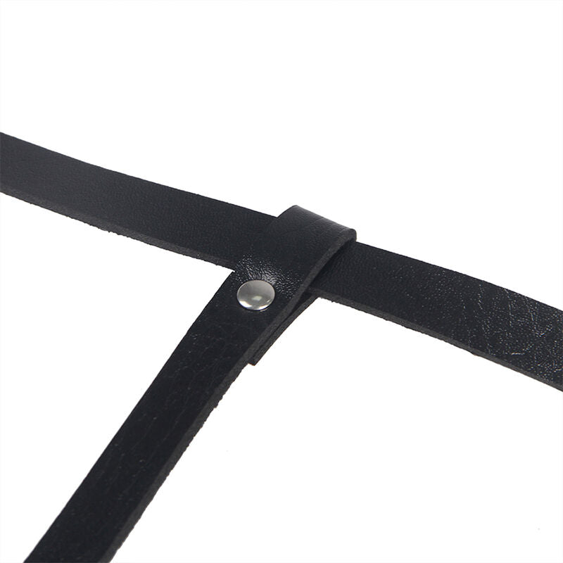 Arnês corporal SUBBLIME em couro preto com detalhes de correntes