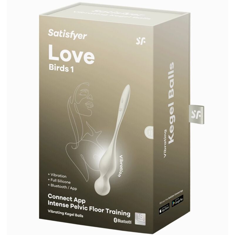 Close-up das Satisfyer Bolas Vibratórias de Kegel Love Birds, mostrando o seu design ergonómico e material de silicone suave.