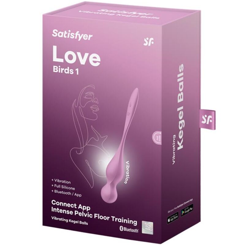 Close-up of the Satisfyer Bolas de Kegel Vibrantes Love Birds Rosa, showing its soft silicone texture and ergonomic shape.