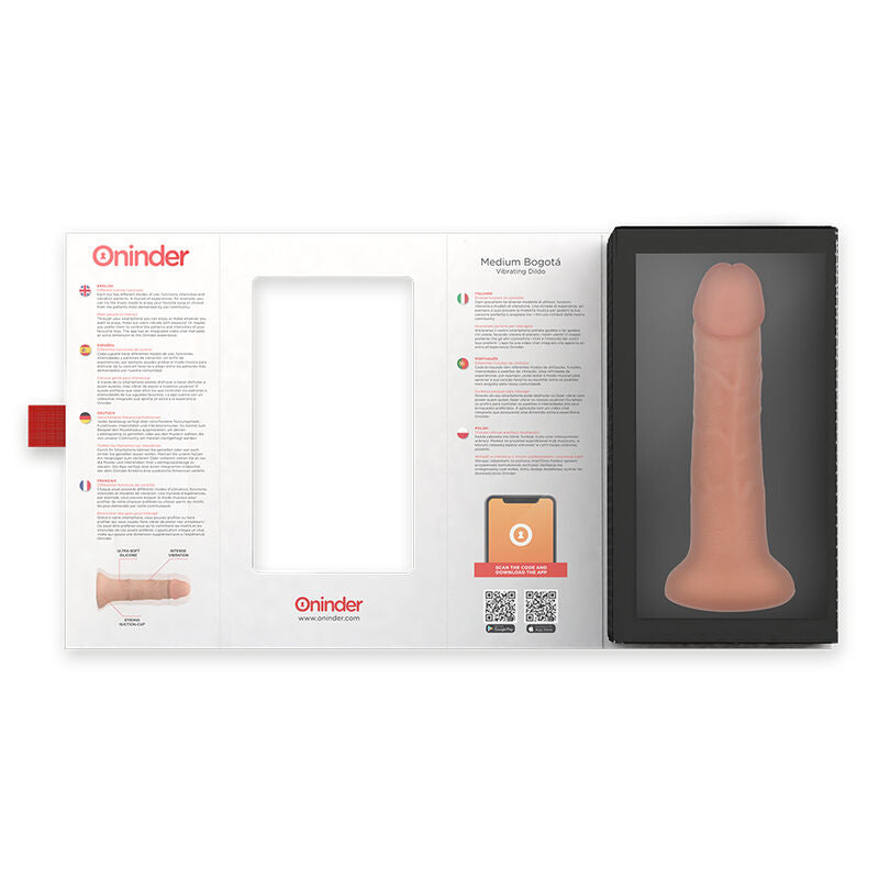 Dildo Vibratório ONINDER Bogotá Médio 20cm com controle via APP e silicone natural