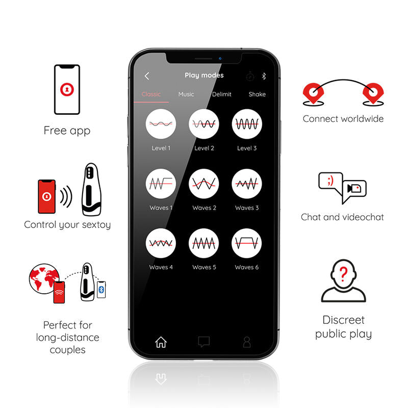 ONINDER Masturbador Masculino SEOUL com controlo via app e cabo de carregamento USB.