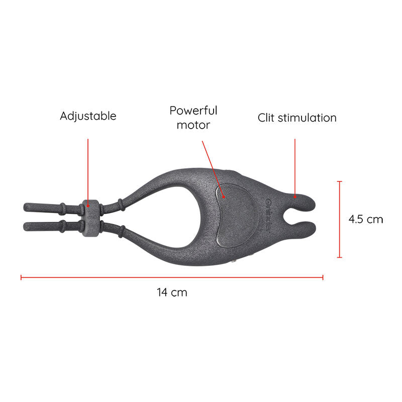ONINDER Anel Vibrador Pampa com controle via app, mostrando seu design elegante em silicone preto e estimulador de clitóris.