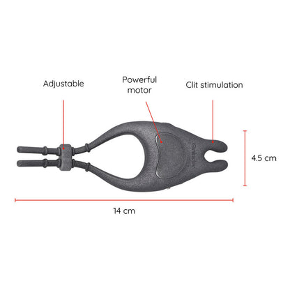 ONINDER Anel Vibrador Pampa com controle via app, mostrando seu design elegante em silicone preto e estimulador de clitóris.