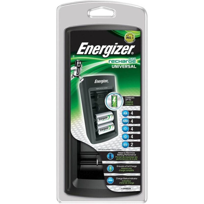 Carregador universal Energizer para pilhas recarregáveis de diversos tamanhos
