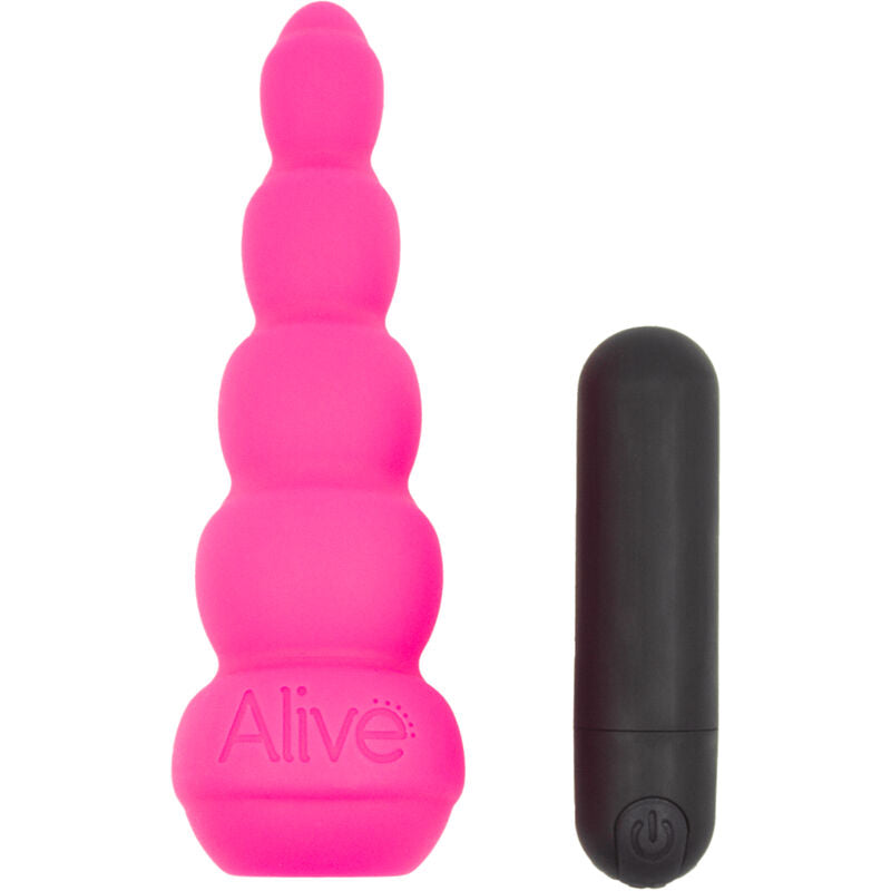 Alive Estimulador Anal Lance Pro Rosa em silicone aveludado, detalhe das curvas ergonómicas