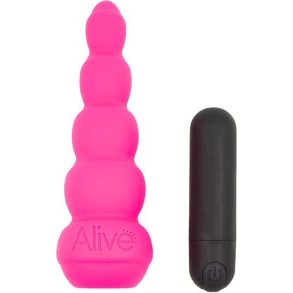 Alive Estimulador Anal Lance Pro Rosa em silicone aveludado, detalhe das curvas ergonómicas