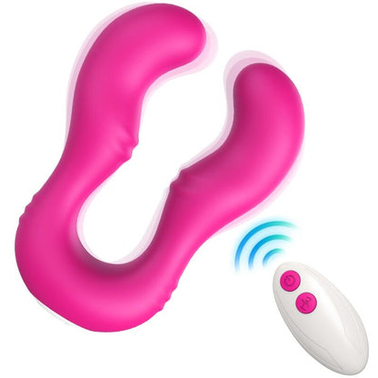 ARMONY Vibrador Seraph Duplo Controlo Remoto Fúcsia, detalhe do design ergonómico e material de silicone.