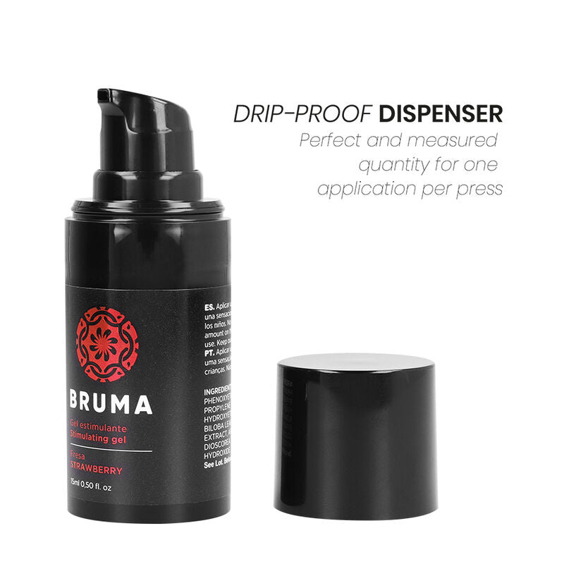 BRUMA Gel Estimulante Intensificador Sabor Morango 15 ML para momentos de prazer e sensibilidade.