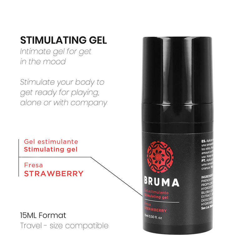 BRUMA Gel Estimulante Intensificador Sabor Morango 15 ML para momentos de prazer e sensibilidade.
