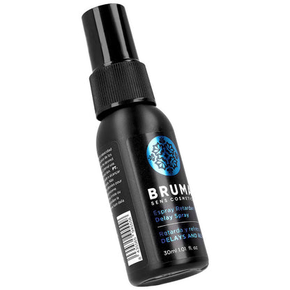 Close-up of the BRUMA Spray Retardante e Refrescante 30 ML, highlighting its packaging and compact size.