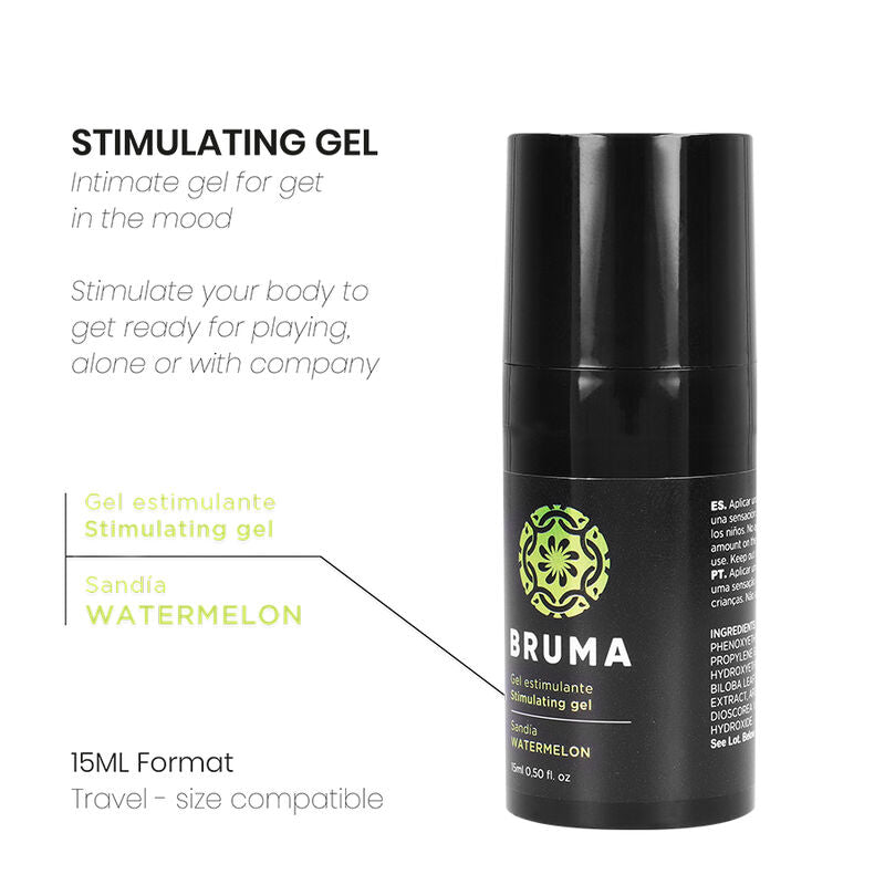BRUMA Gel Estimulante Sabor Melancia 15 ML, embalagem compacta e atraente.