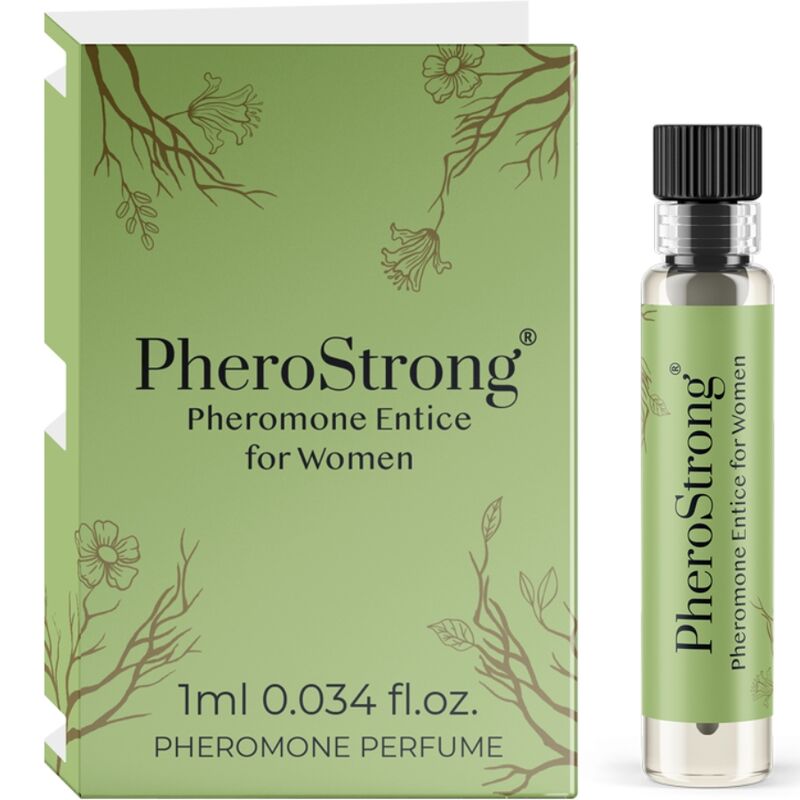 PHEROSTRONG Perfume de Feromônios Sentice para Mulher 1 ML, frasco elegante e compacto.