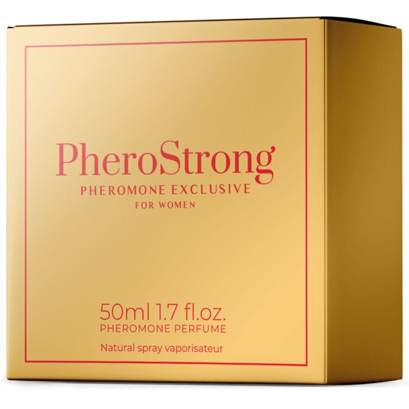 PHEROSTRONG Perfume com Feromônios Exclusivo para Mulheres 50 ML - Frasco e fragrância floral.