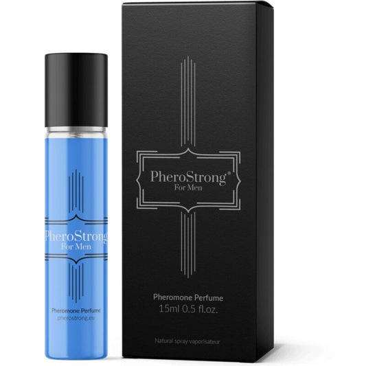 Frasco de PHEROSTRONG Perfume de Feromônios Masculino 15 ML, realçando a atração.
