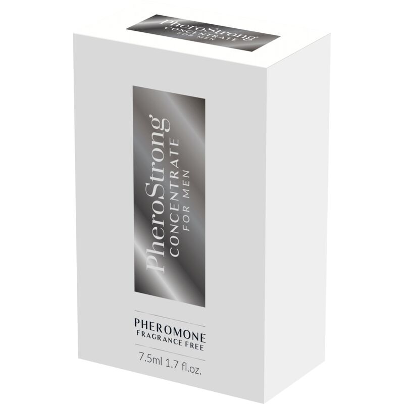 Frasco de PHEROSTRONG Feromônio Concentrado para Ele Sem Fragrância 7,5 ML, mostrando o design do produto.