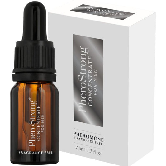 Frasco de PHEROSTRONG Feromônio Concentrado para Ele Sem Fragrância 7,5 ML, mostrando o design do produto.