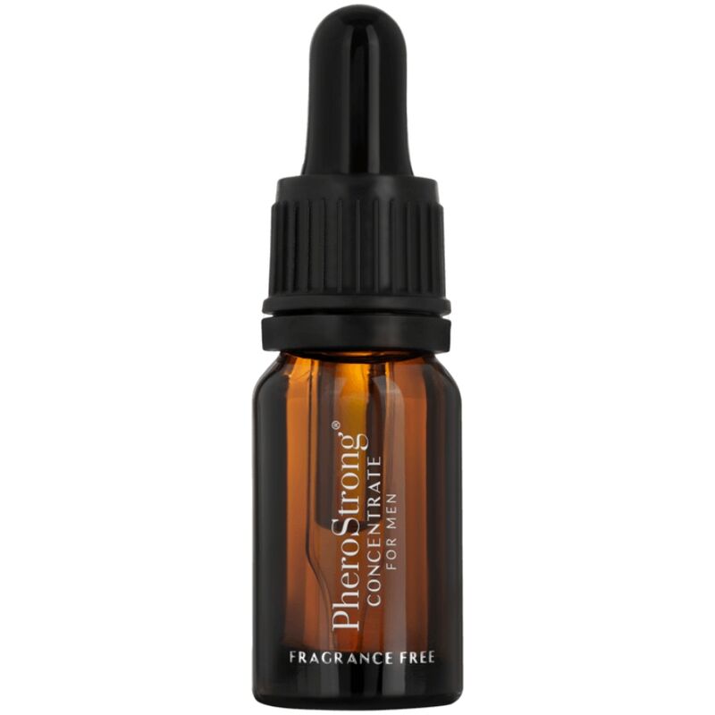 Frasco de PHEROSTRONG Feromônio Concentrado para Ele Sem Fragrância 7,5 ML, mostrando o design do produto.