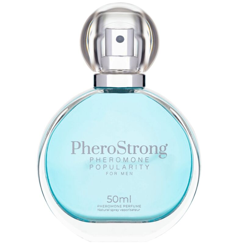 PHEROSTRONG Perfume de Feromônios Popularidade para Homens 50ml com frasco elegante e caixa.