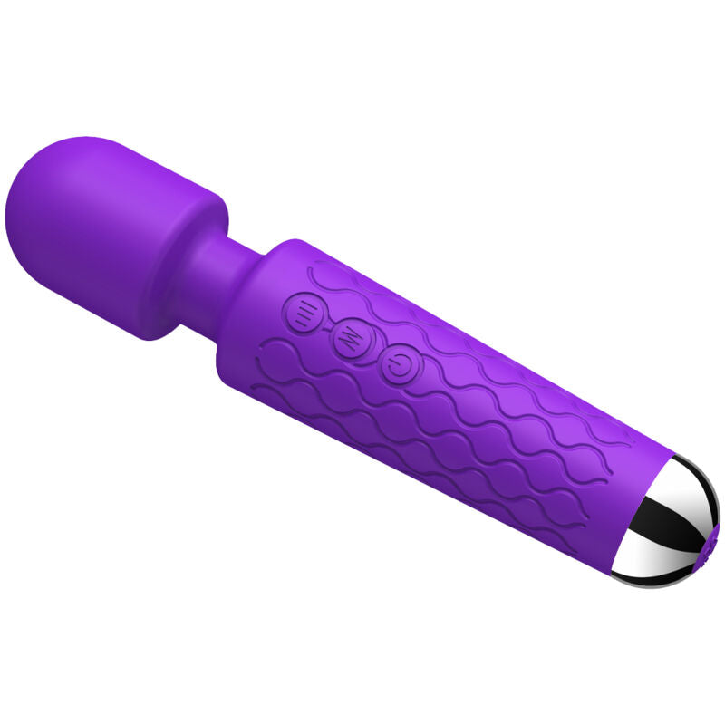 Close-up do Mini Massageador e Vibrador Armony roxo, destacando seu design ergonómico e material suave.