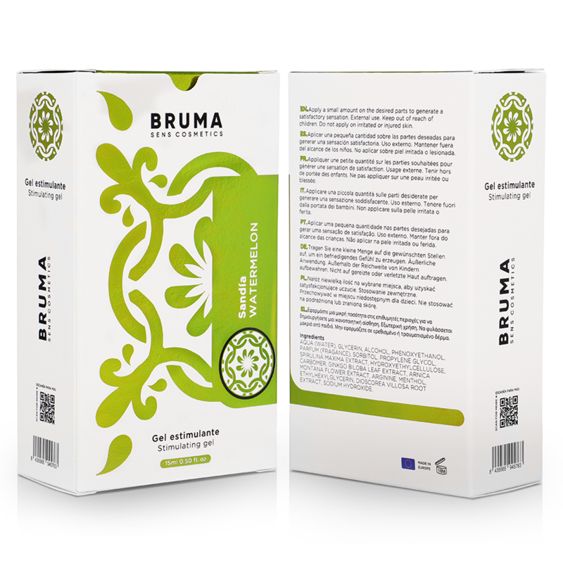 BRUMA Gel Estimulante Sabor Melancia 15 ML, embalagem compacta e atraente.