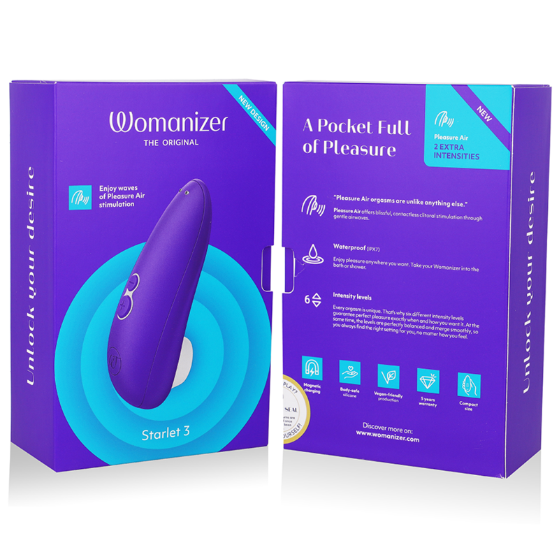 Womanizer Starlet 3 Estimulador Clitoriano Indigo, mostrando seu design compacto e elegante com a ponta de estimulação