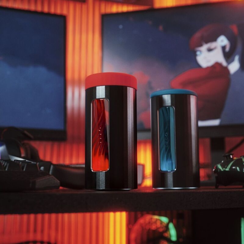 Detalhe do Masturbador Masculino LELO F1S V3 Teal, mostrando seu design ergonómico e material de silicone luxuoso.